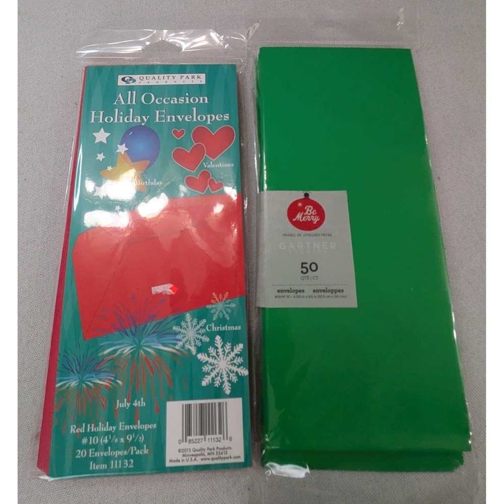 Quality Park Gartner Envelopes Unisex OS Red Green New 70ct #10 Holiday Bundle